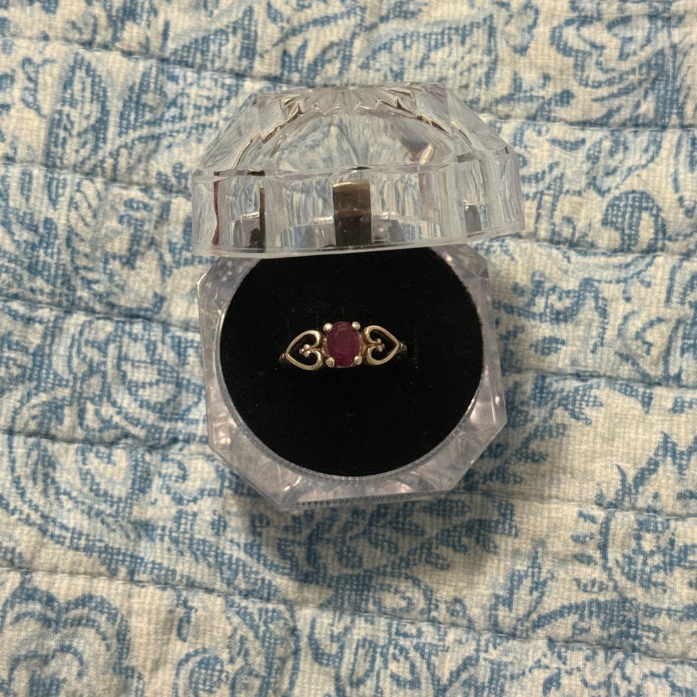 Ruby And Hearts Sterling Silver Ring - image 1